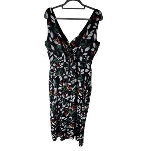 Arianna by Howard’s v neck leafy floral button sundress women's large sleeveless